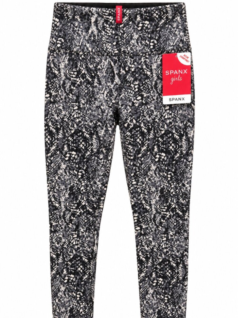 SPANX Girls Faux Leather Snake Shine Leggings XL 14-16 Grey Snake NWT